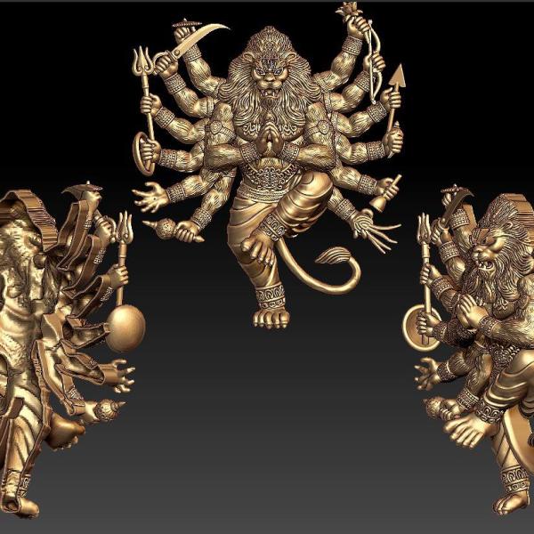 Narasimha Deva 3D Gold Model 3d Print Design Cad File