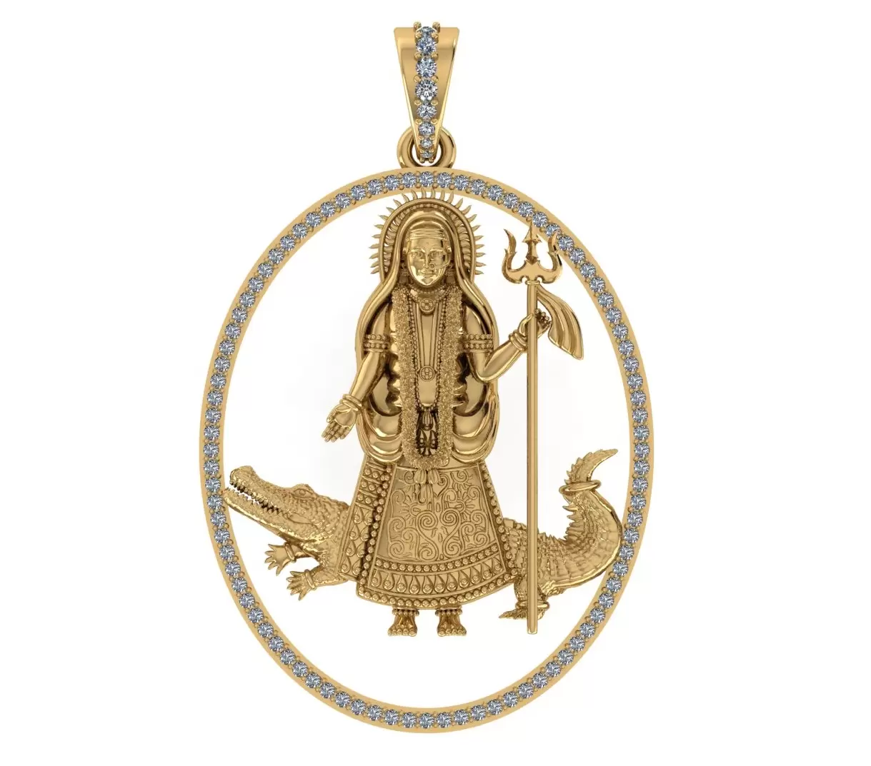Khodiyar Maa Pendant 3D CAD File Gold Jewellery Design