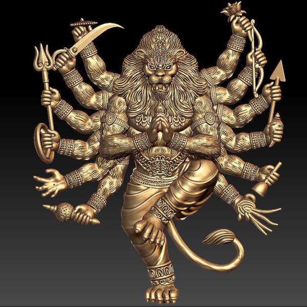 Narasimha Deva 3D Gold Model 3d Print Design Cad File