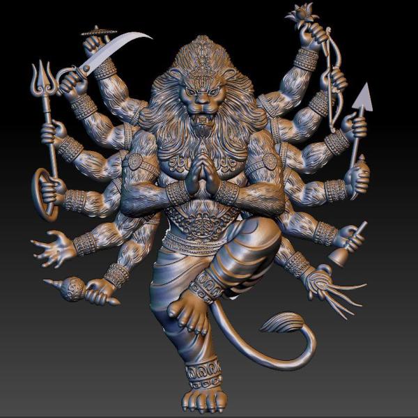 Narasimha Deva 3D Gold Model 3d Print Design Cad File