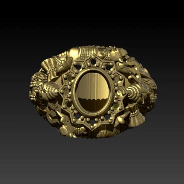 Mahadev Shiva Rings Lord Shiva Gold Rings 3D Cad File