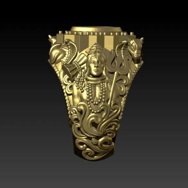 Mahadev Shiva Rings Lord Shiva Gold Rings 3D Cad File