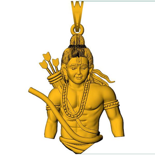 Ram Ji Gold Pendant For Men 3D Cad file