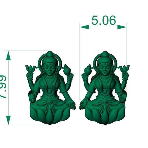 Lakshmi Pendant And Earring 3D Cad File